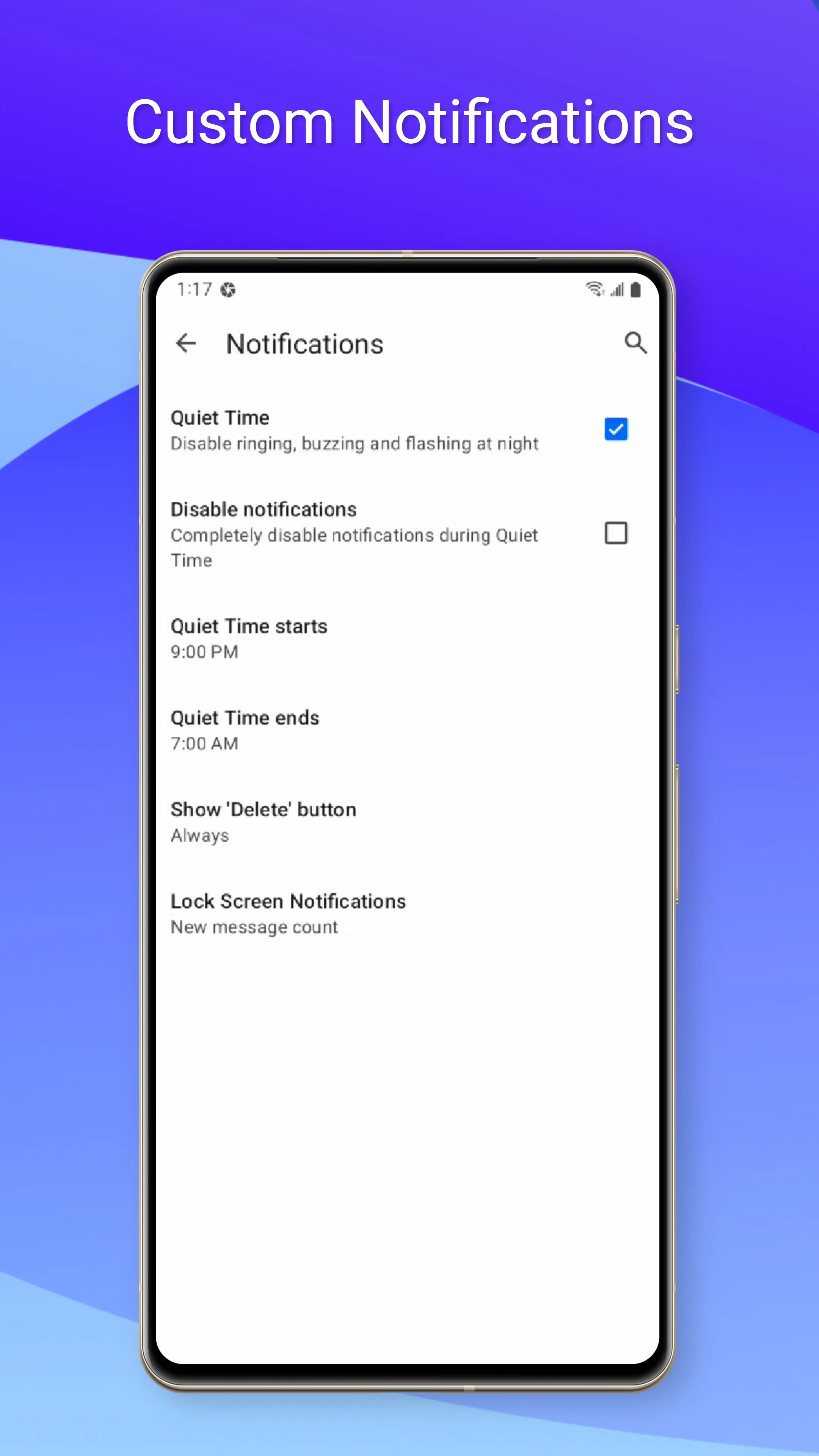 Custom Notifications Settings
